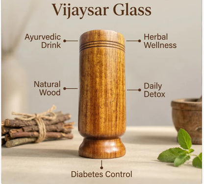 Ayurvedic Vijaysar Wooden Glass 🌿 – Natural Sugar Balance Tumbler 🩺✨